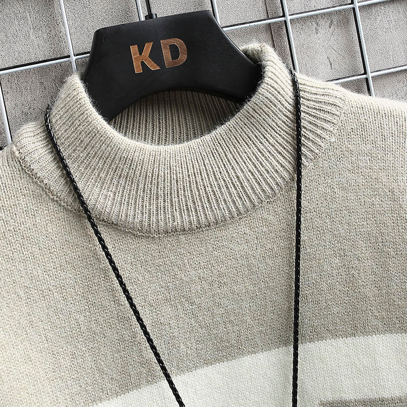 Men's Thickened Mink Velvet Loose Knit Sweater Mid-Neck Pullover