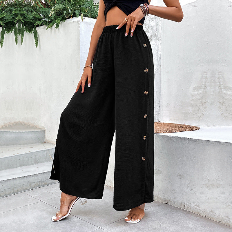 High Waist Black Wide Leg Pants for Women