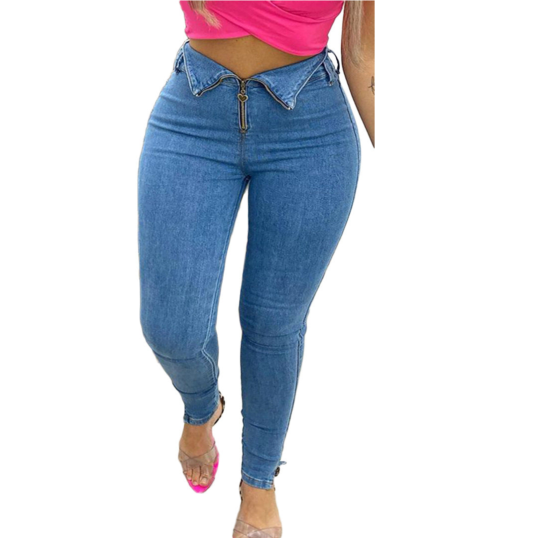 Fashion Casual Blue Pencil Jeans in S-XL