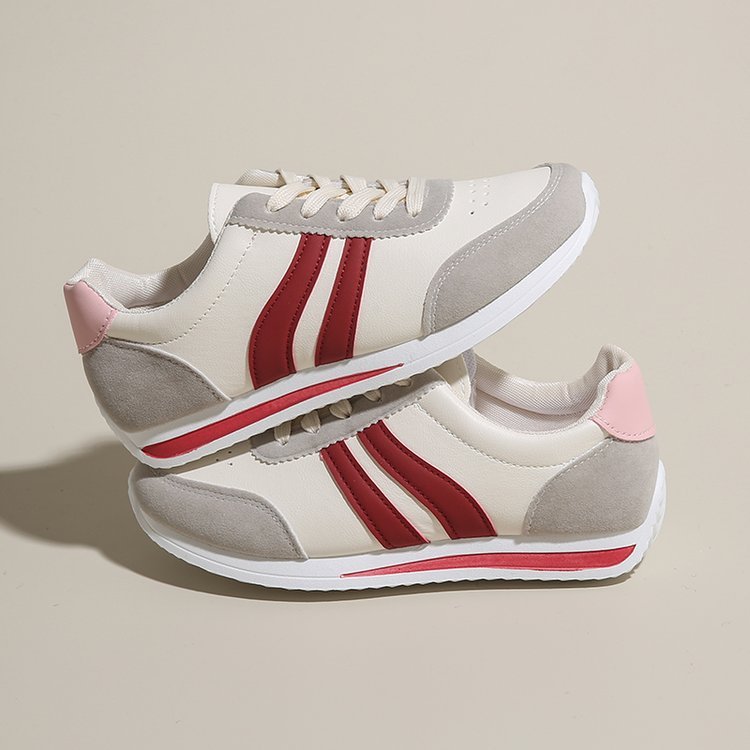 Baskets de course basses à lacets – Maille légère, talon plat, tailles 35-43, rouge et bleu
