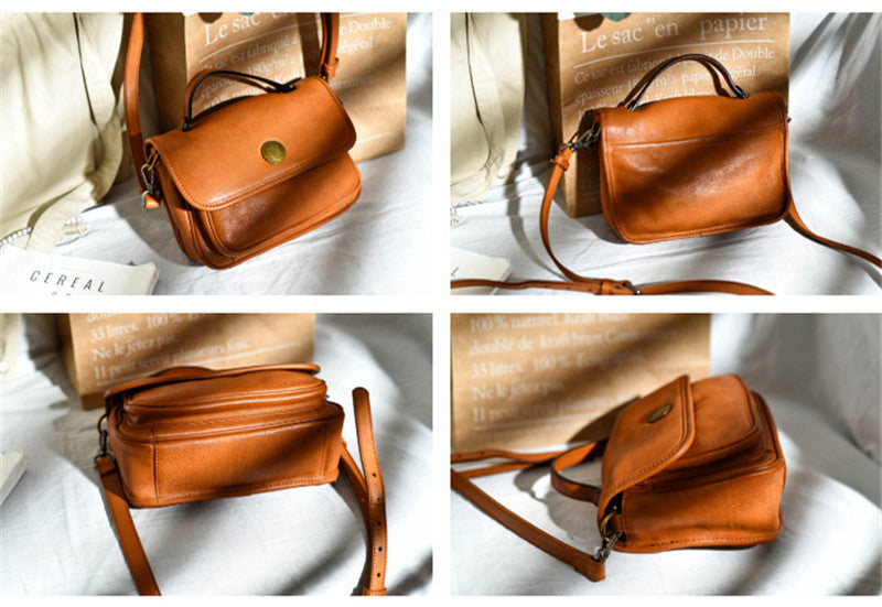 Sac à bandoulière neutre en cuir de vachette avec fermeture éclair
