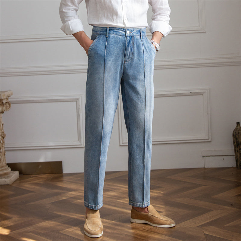 Vintage Blue Denim Straight Leg Lounge Pants Thin & Breathable