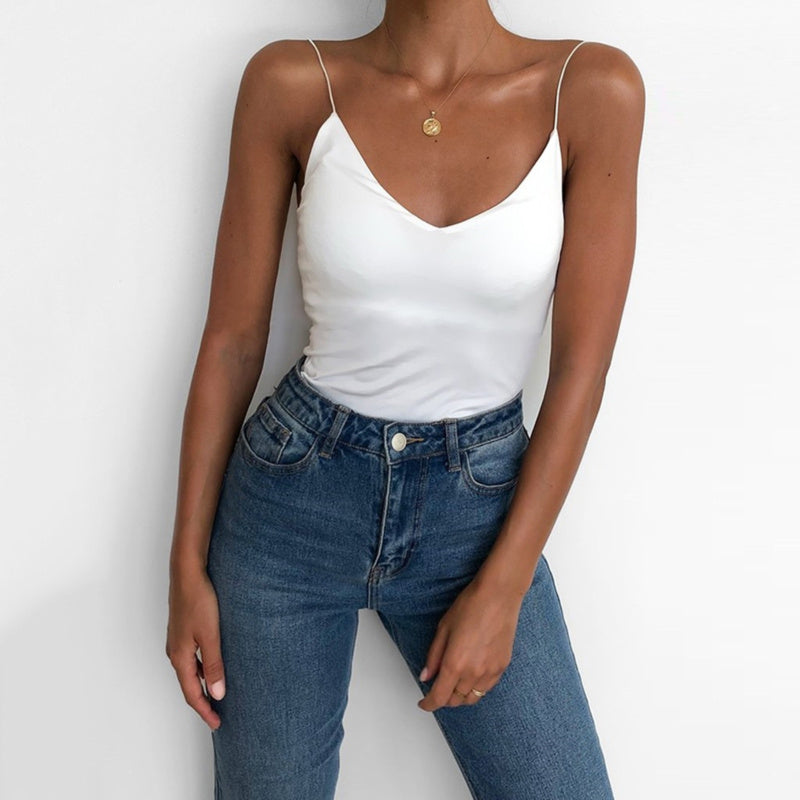 Satin Women’s Thin Solid Camisole Tank Top