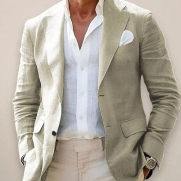 Veste de costume ample pour homme, couleur unie, à double boutonnage