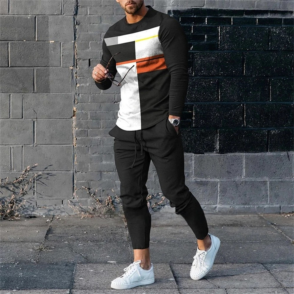 Ensemble sweatshirt et pantalon de survêtement 3D numérique pour hommes