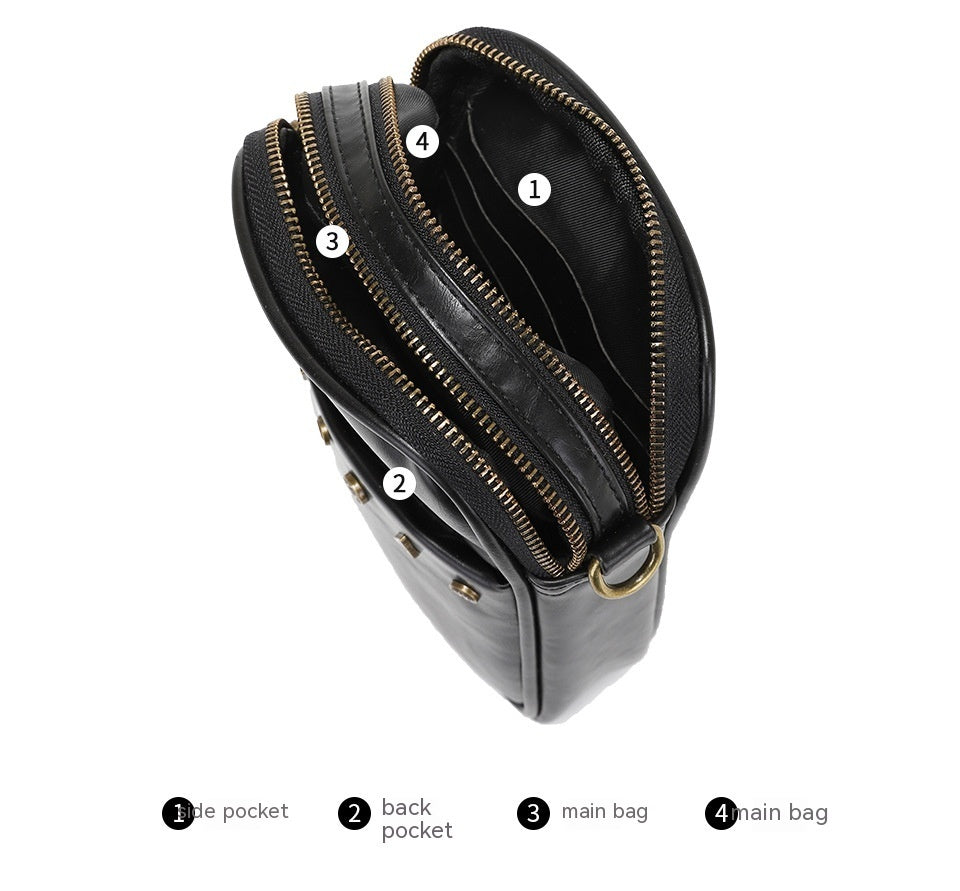 Men's Street Fashion PU Leather Crossbody Phone Bag in Black & Coffee