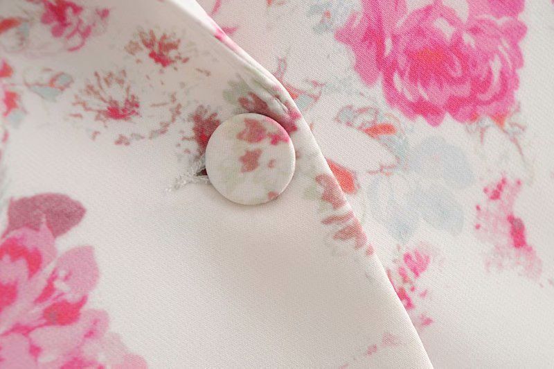 Floral Rose Print Suit Jacket with Suit Collar