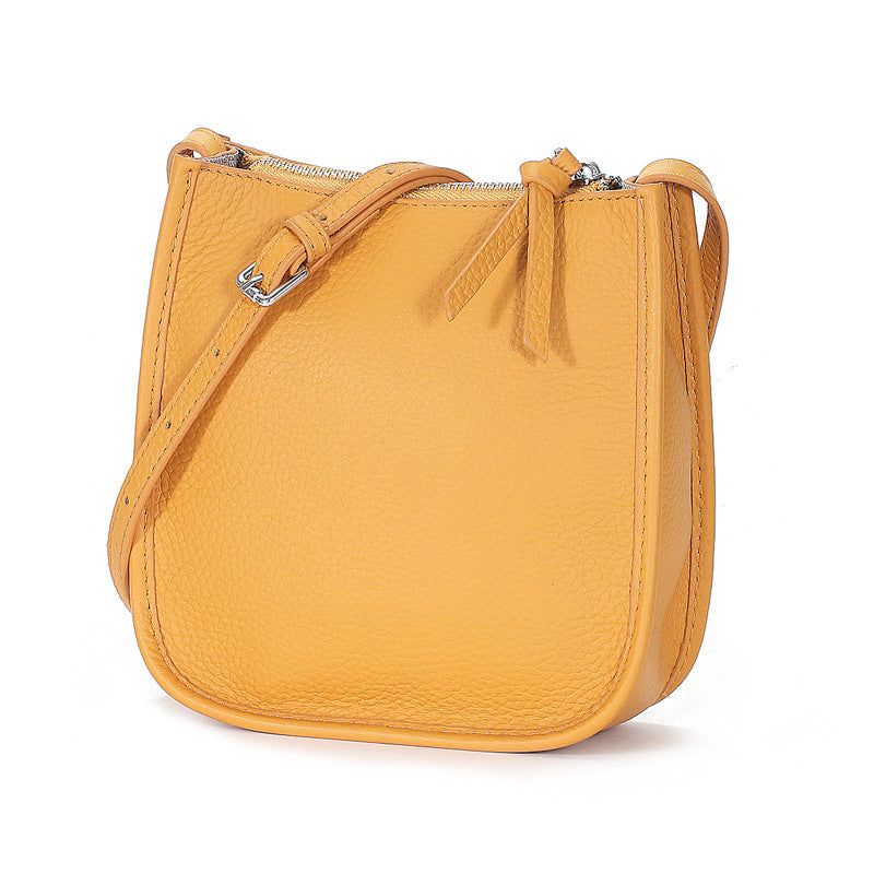 Trendy Women's Leather Handheld Shoulder Bag in Orange, Grey & Blue
