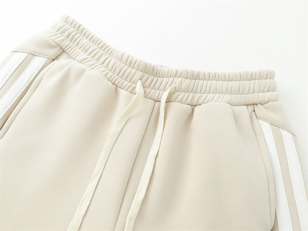 Men's Side Ribbon Matching Striped Loose Straight Pants