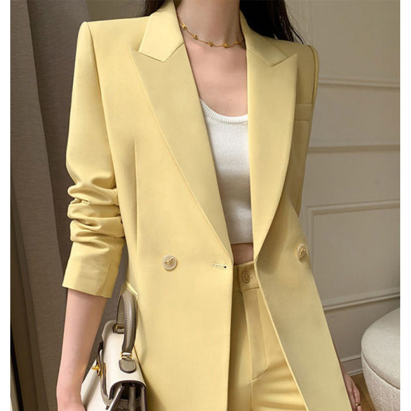 Ensemble deux pièces de loisirs jaune en polyester pour femme, tailles S à 2XL