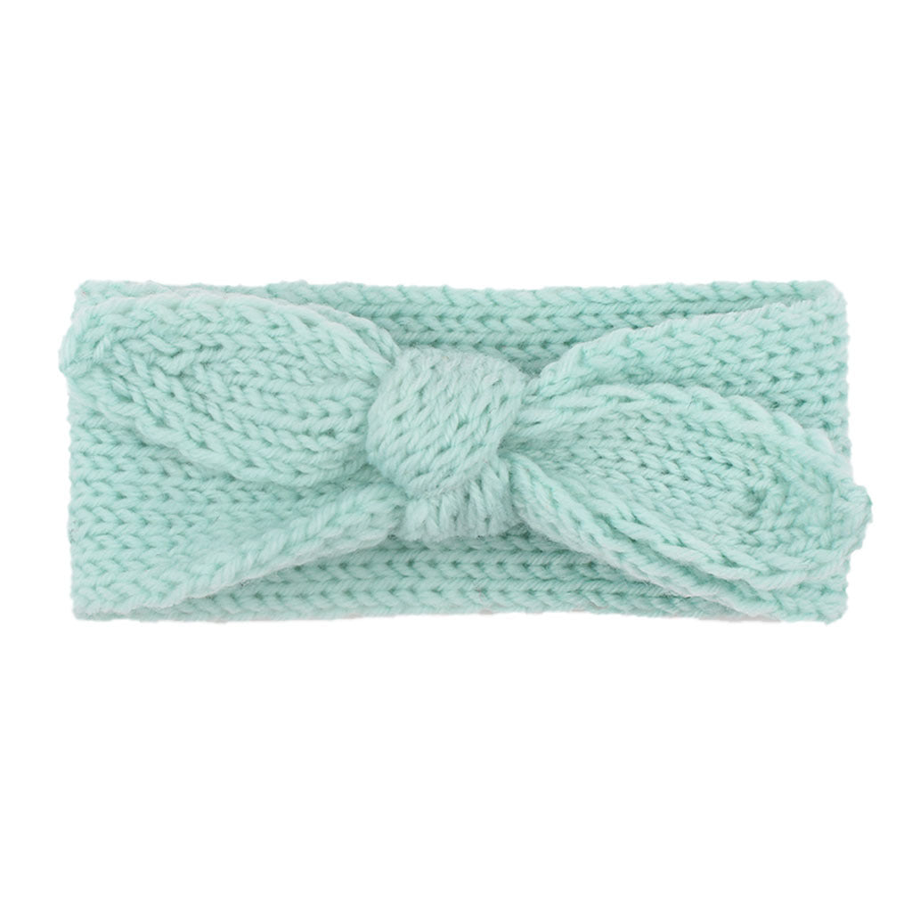 Baby Winter Solid Big Bow Fish Knit Wool Headband