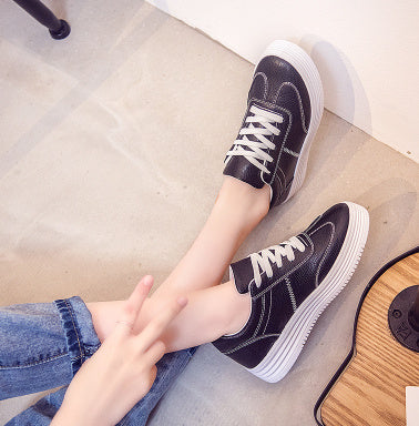 Female Leather Shoes Solid Platform Shoes