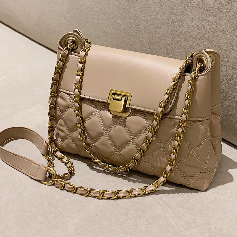 Autumn Winter Small PU Crossbody Chain Bag Rhombic Design