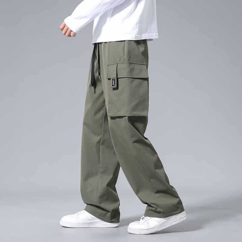 Pantalon cargo droit ample à cordon pour garçon