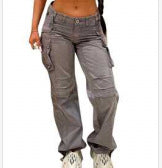 Pantalon cargo multipoches ample et droit pour femme
