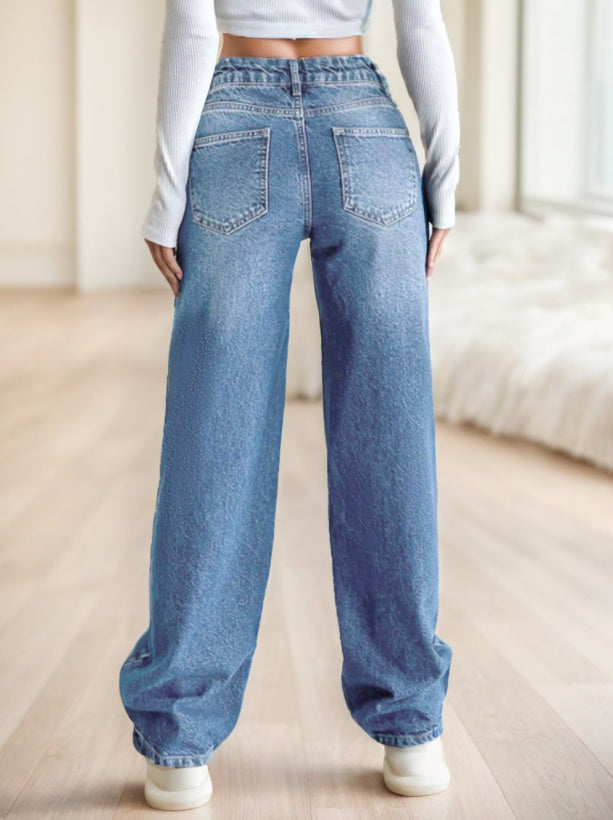 CasuGlow Jean droit décontracté en polyester