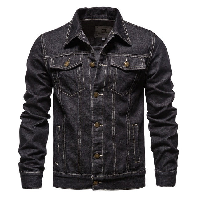 Men's Casual Blue Hooded Lapel Jeans Jacket Thin Fit