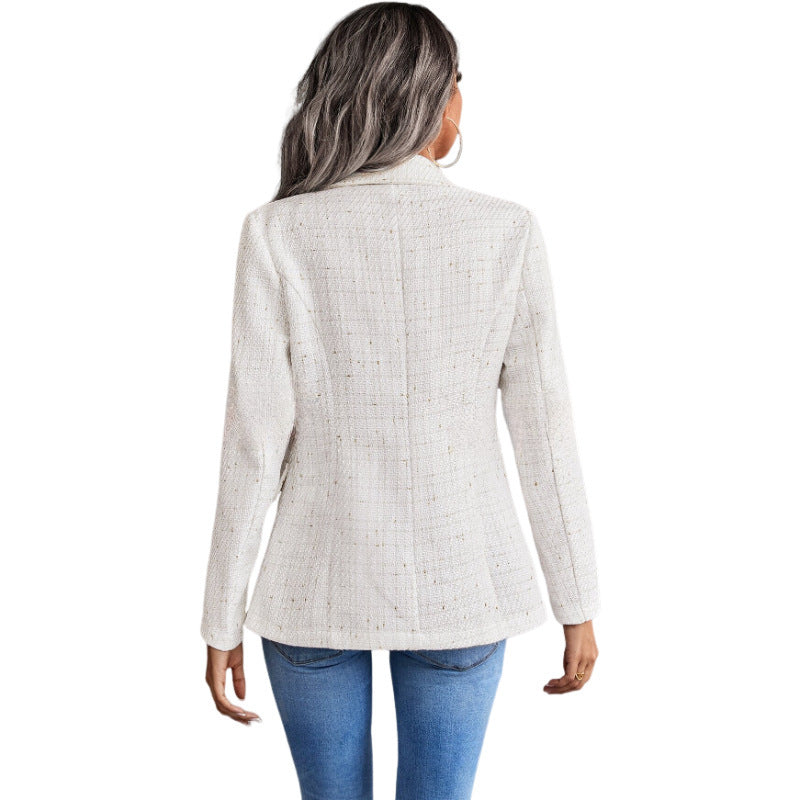 Women's Clothes Hot-selling Lapel Double Breasted Tweed Suit Jacket