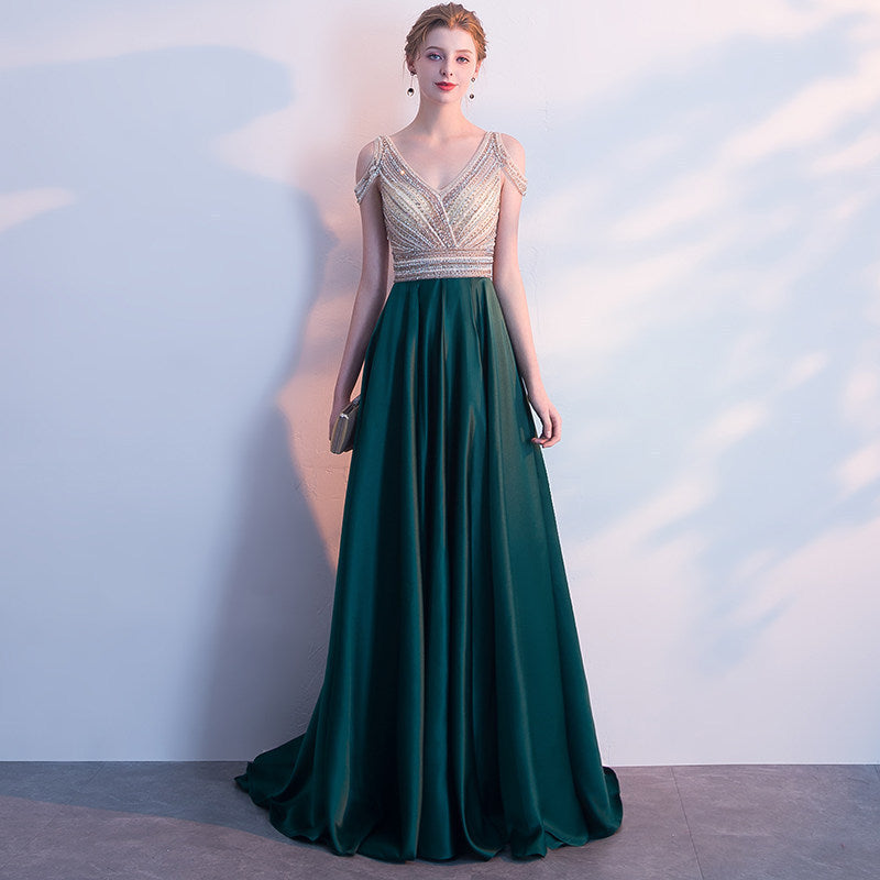 Sexy High Waist Party Long Dress with Zipper in Dark Green & Wine Red