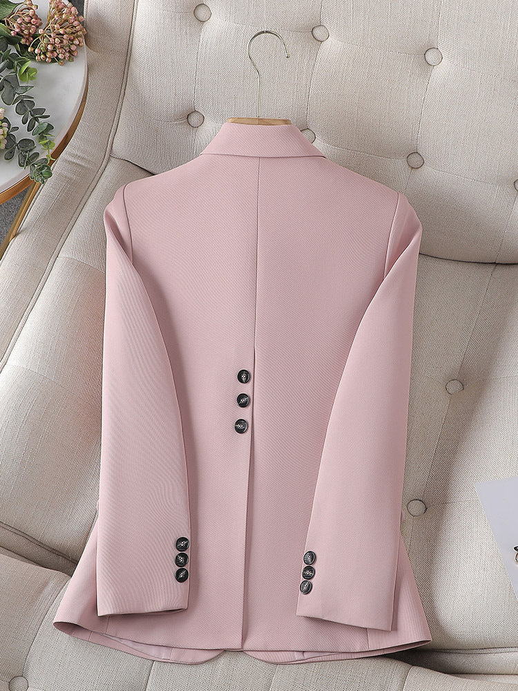 Women's Casual Long Sleeve Suit Jacket in Blue, Pink, Black & Coffee Polyester