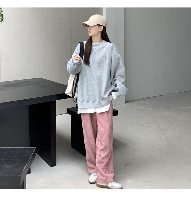 Ladies Winter Loose Cotton Sweatshirt With Text Design