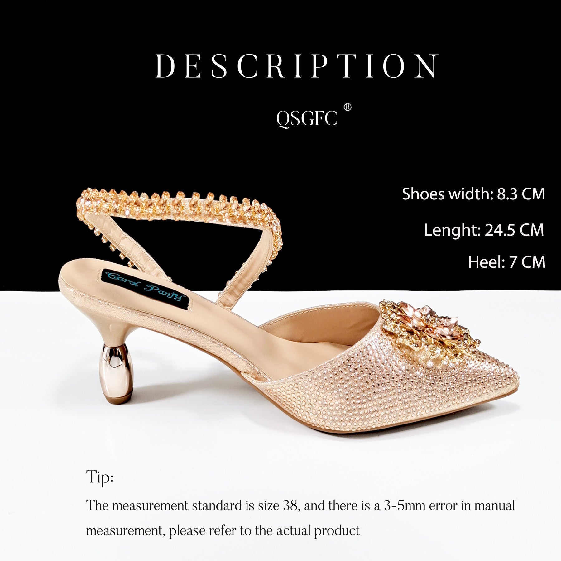 Sexy Women's High Heel Shoes and Bag Set with Rhinestones, Sizes 38-43
