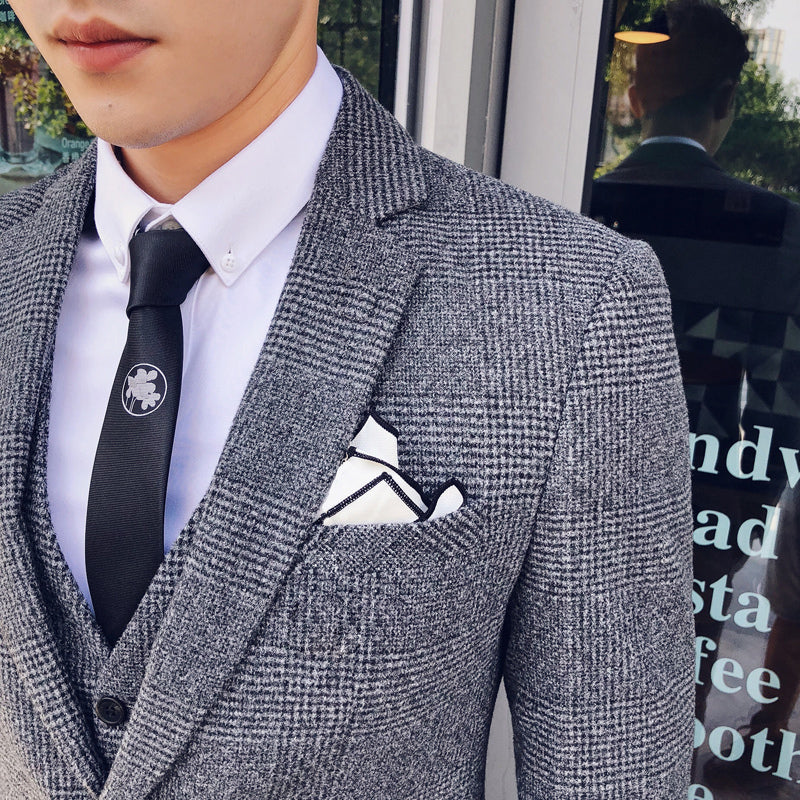 Men's Slim Fit Light Gray Stand Collar Blazer, Cotton-Polyester, EUR48-58