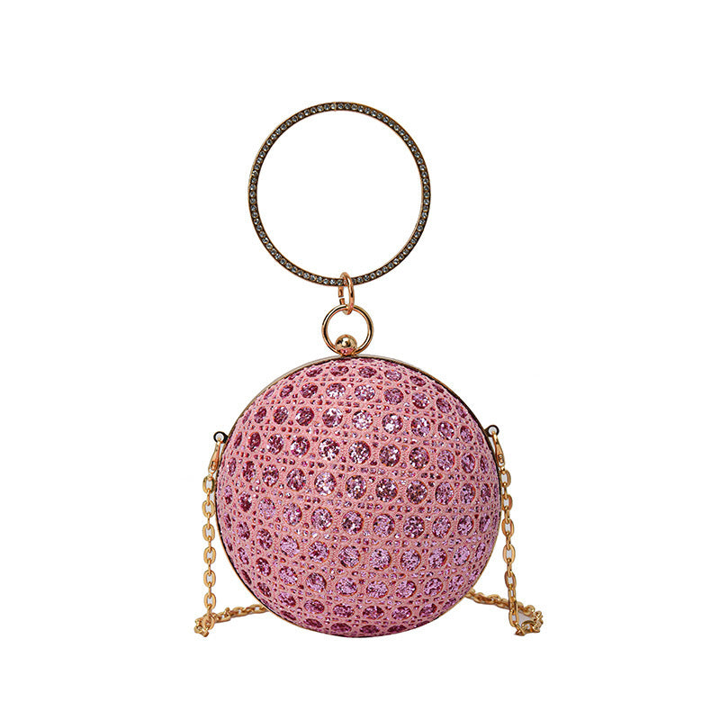 Women's Small Round Crossbody Bag with Chain Strap