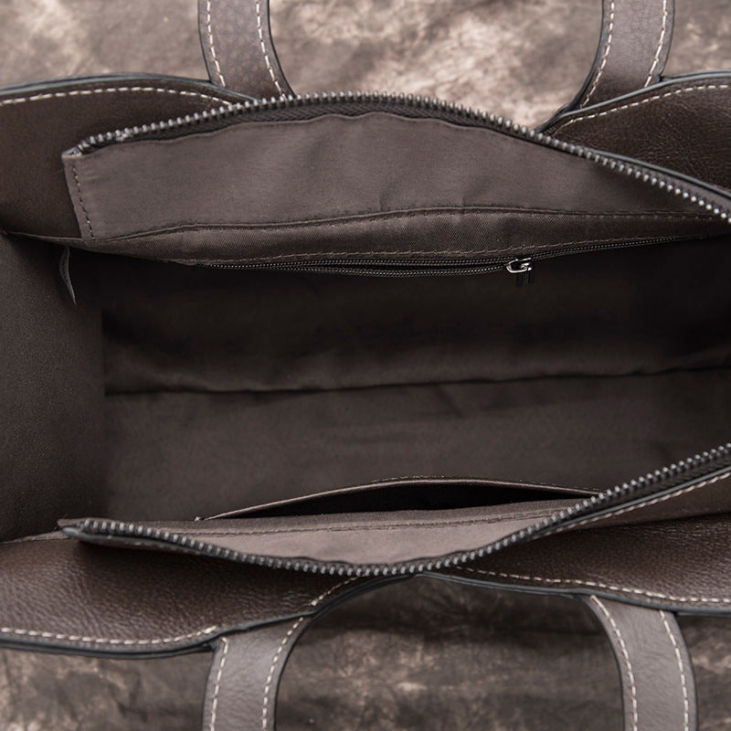 Handmade Women's Leather Handbags with Floral Design and Zipper Closure