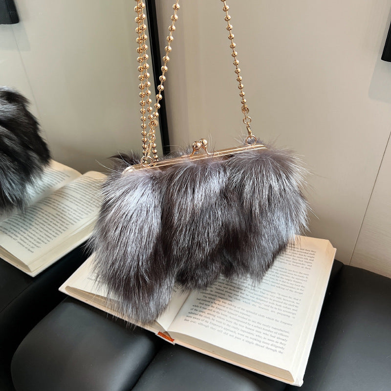 Imitation Fox Fur Women's Shoulder Bag