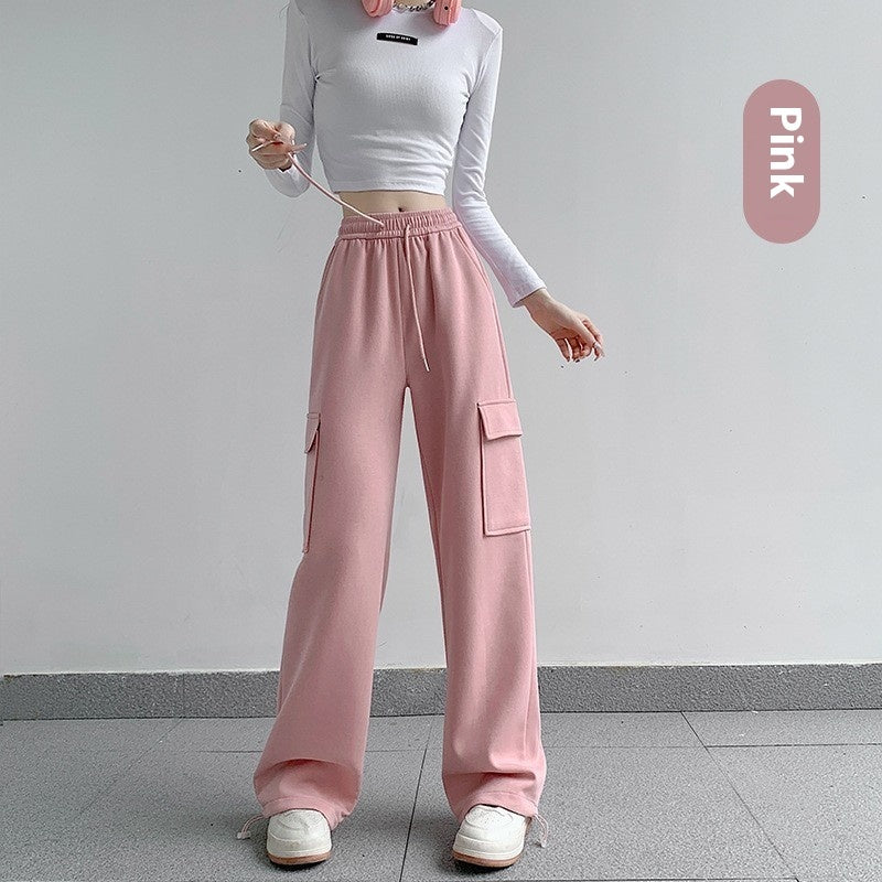 American Style Women's Casual Loose Tapered Drawstring Overalls