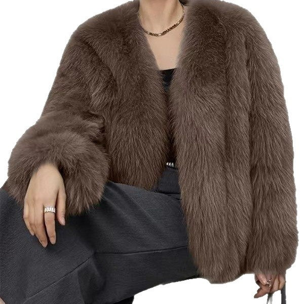 Women's Short Artificial Fur Coat Fashion Outerwear