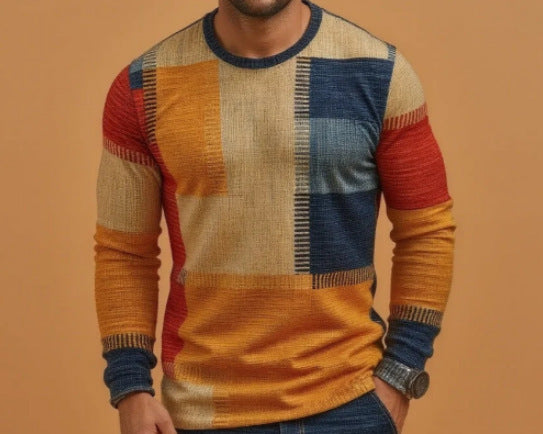 Men's 3D Digital Printed Camouflage Round Neck T-Shirt Long Sleeve Plus Size