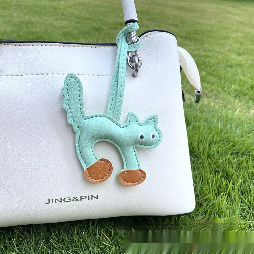 Mini Cat PU Leather Bag Pendant 8.5x9cm