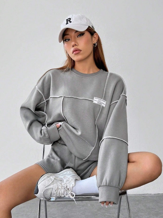 Loose Casual Round Neck Lantern Sleeve Women's Sweater