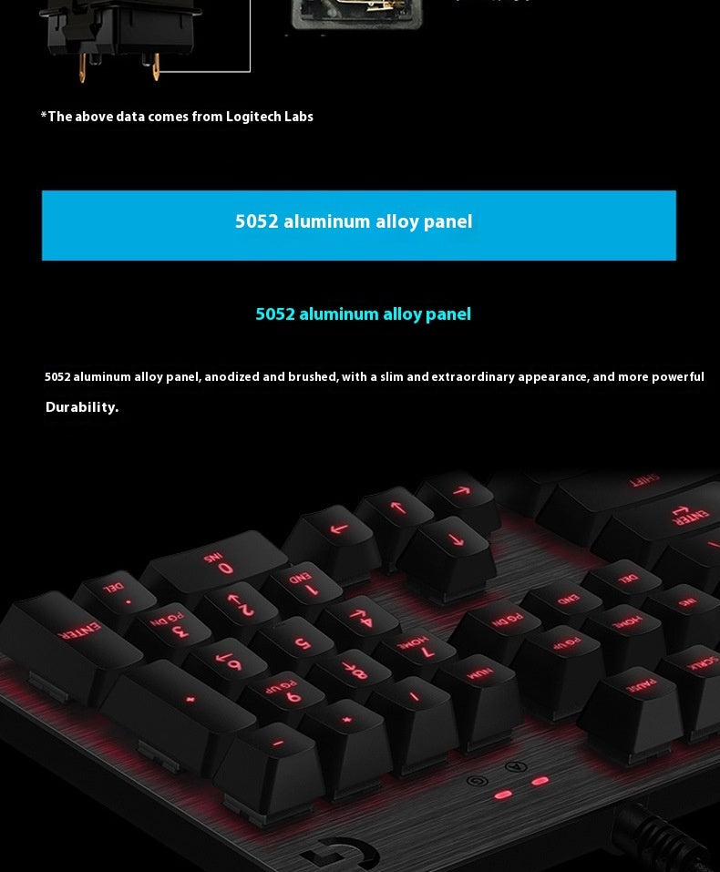 G413 Gaming Electronic Sports Mechanical Keyboard Desktop Backlight 104 Key Metal Panel