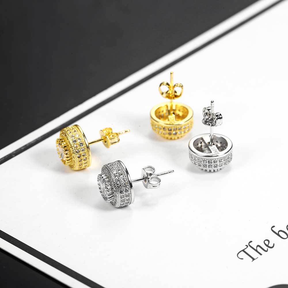 Hip Hop Micro Set Round Stud Earrings