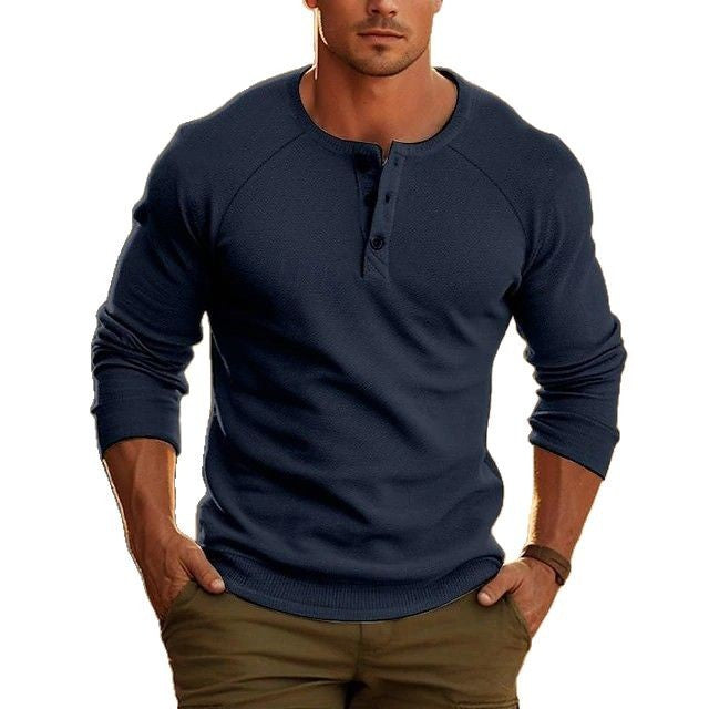 Men's Long-Sleeve Henry Collar Bottoming Shirt