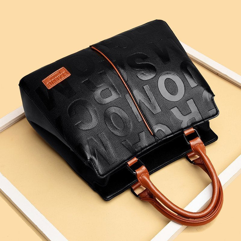 Monogrammed Korean Style Women's Cowhide Shoulder Bag