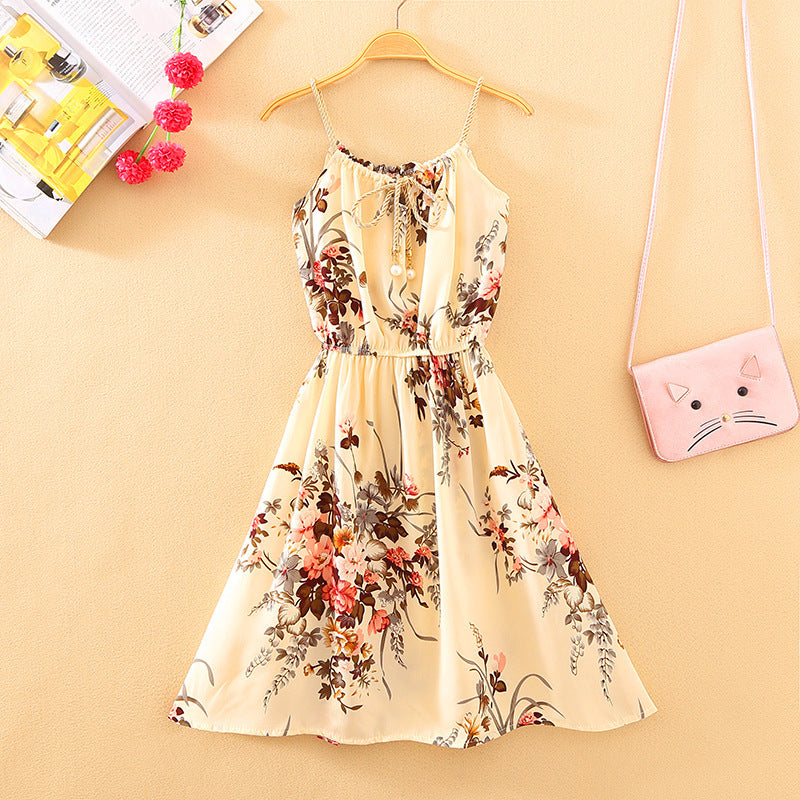 Women's Fresh Printed Sleeveless Short Dress One Size