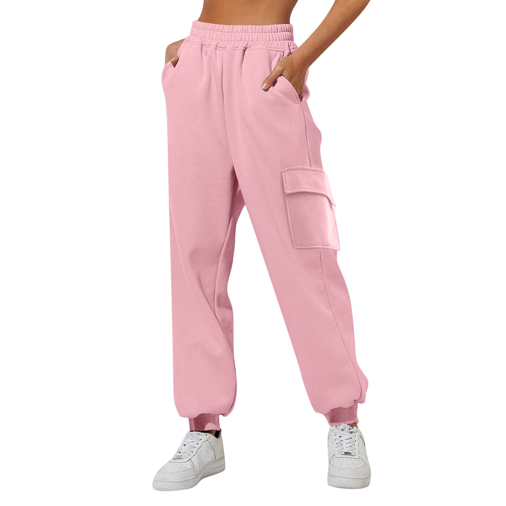 Pantalon de jogging femme taille haute ample en velours matelassé - Vêtement de sport confortable