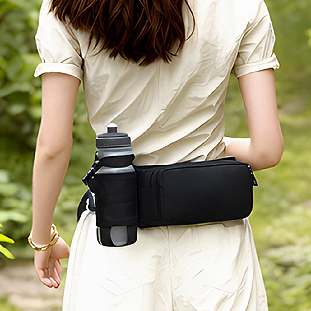 Waterproof Sports Waist Bag Large Capacity Portable Waist Pack Black Oxford Cloth