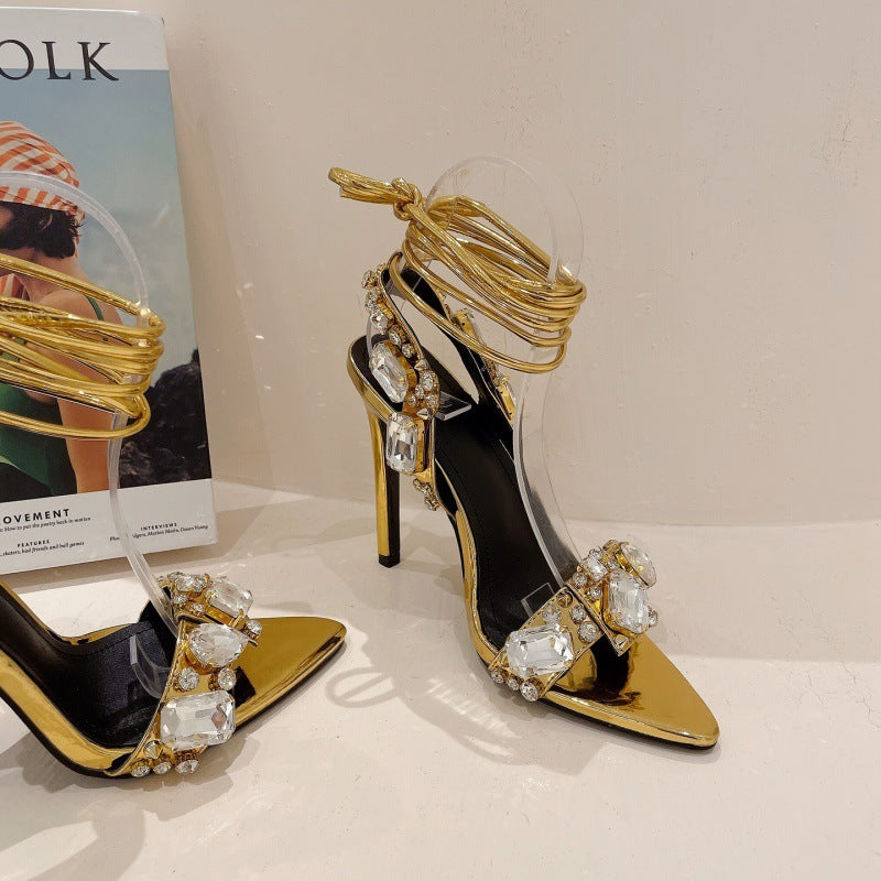 Women's Satin Stiletto Heels Low with Cold Noodles Sesame Sauce Design