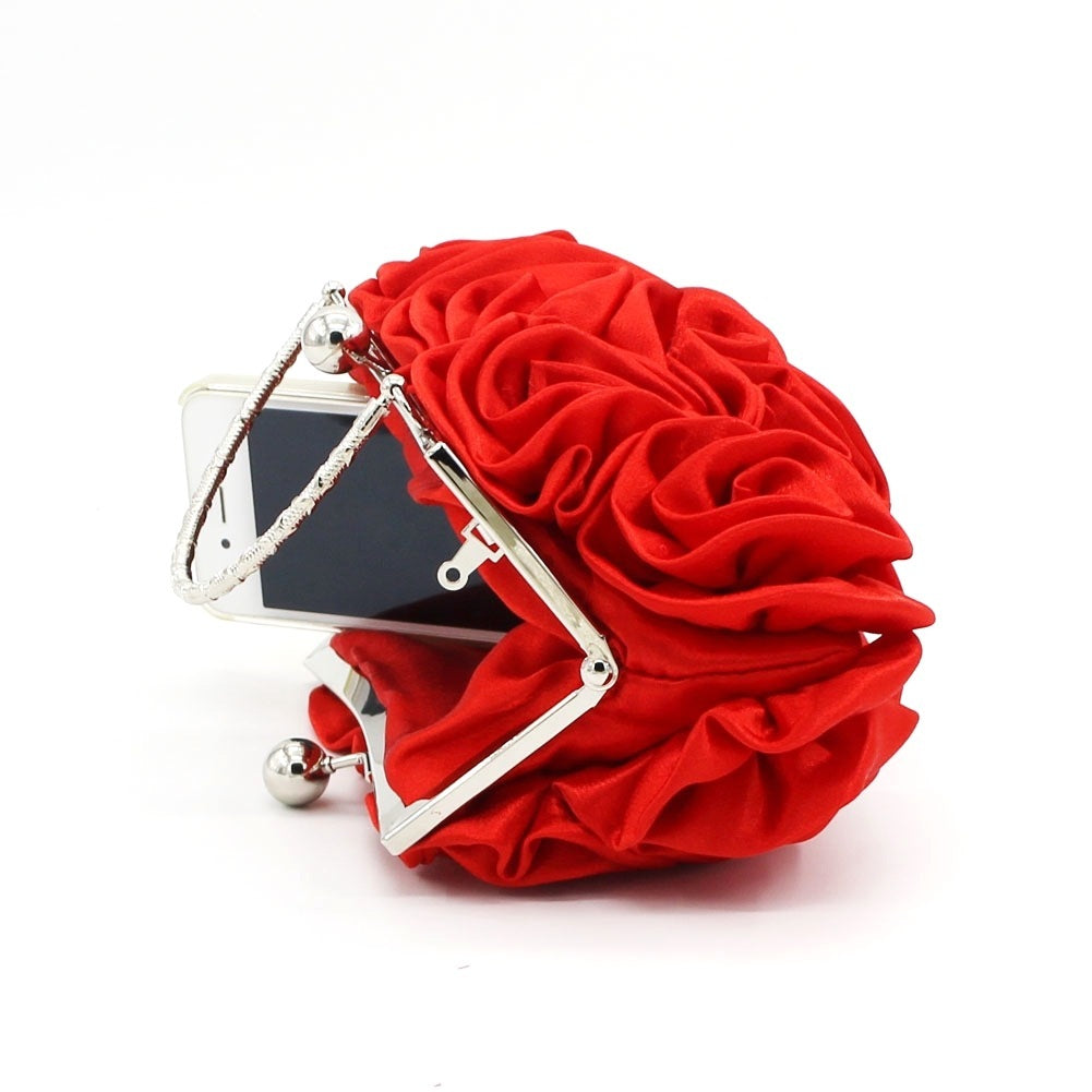 Silk Handheld Rose Bridal Dinner Bag 20x12x5cm