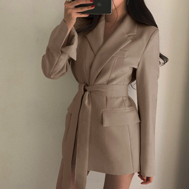 Petit blazer de costume coréen ajusté pour femme, style britannique