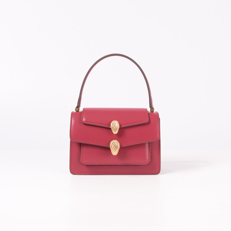 Double Snake Head Small Square Bag with Chain Strap