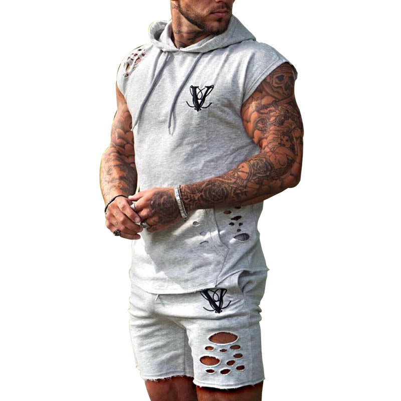 Men's Cotton Blend Sleeveless Running & Training Sports Suit