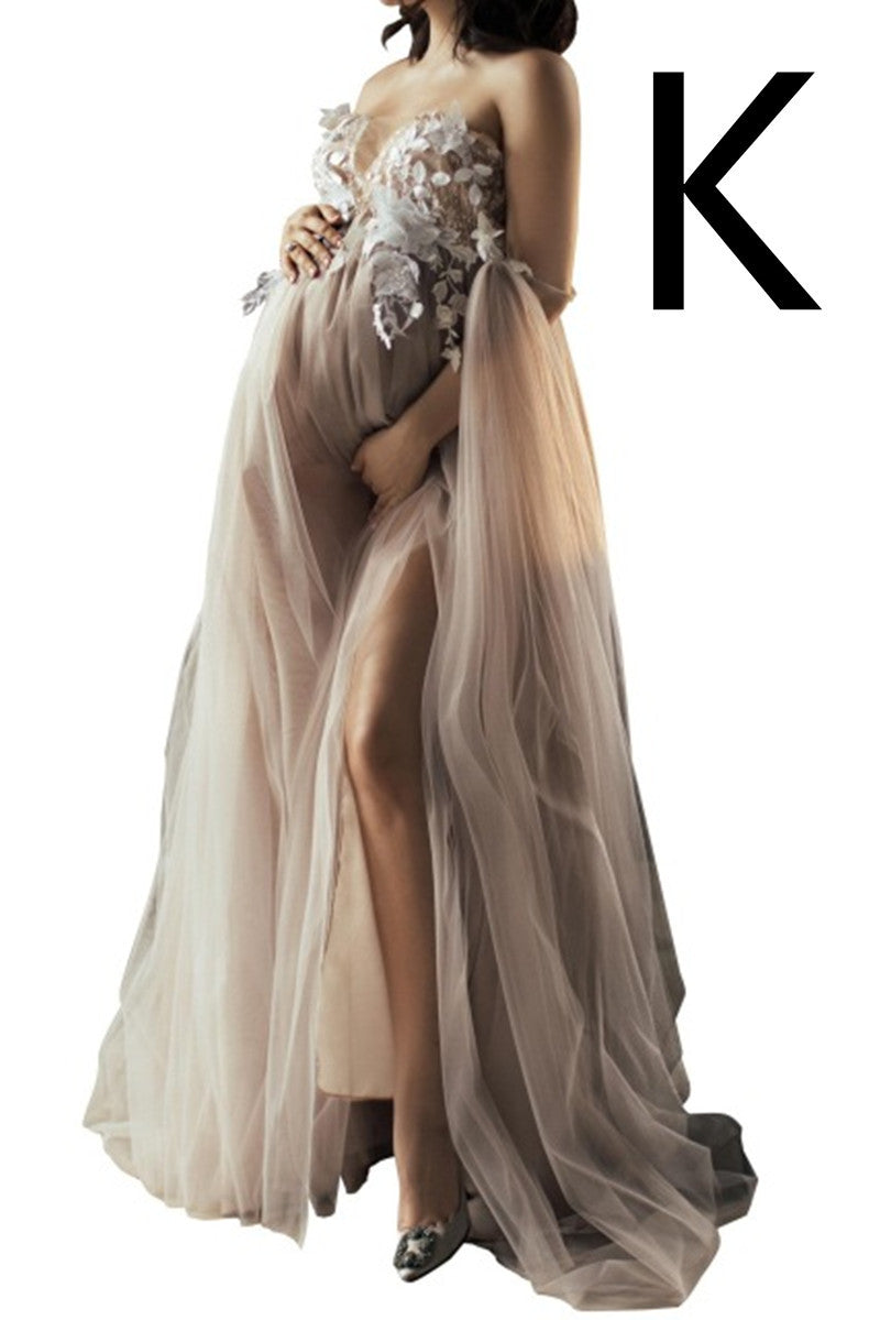 Long Tulle Robe for Pregnant Women Polyester Fiber