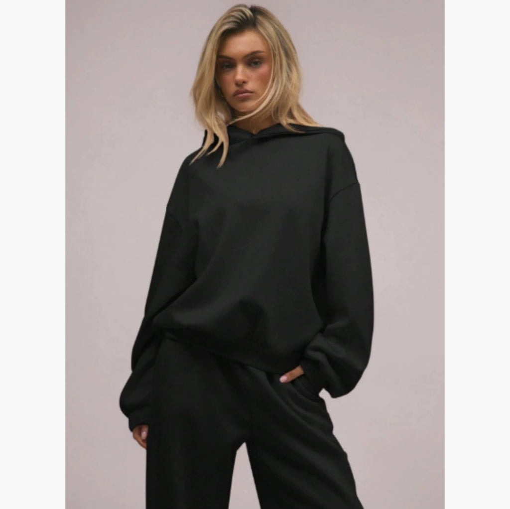 Oversized Pink Wool Hooded Sweatshirt for Women S-2XL