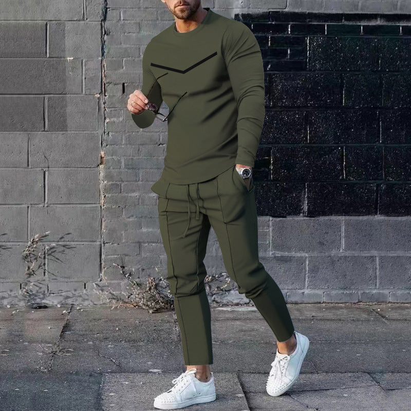 Round Neck Long Sleeve T-shirt Trousers Suit